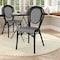 Flash Furniture Lourdes Thonet French Bistro Stacking Chair, Black and White PE Rattan and Black Aluminum Frame SDA-AD642002S-BKWH-BK-GG - alternate 1